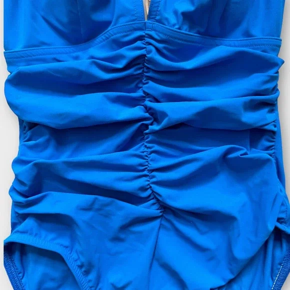 Elegant Blue Women's One Piece Swimsuit - Picture 3 of 10